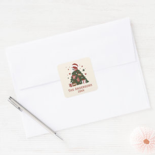 Custom American Football Christmas Square Sticker