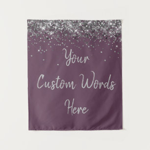 Custom Amethyst & Silver Personalized Photo Booth Tapestry