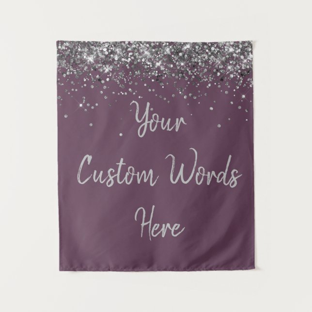 Custom Amethyst & Silver Personalized Photo Booth Tapestry (Front)