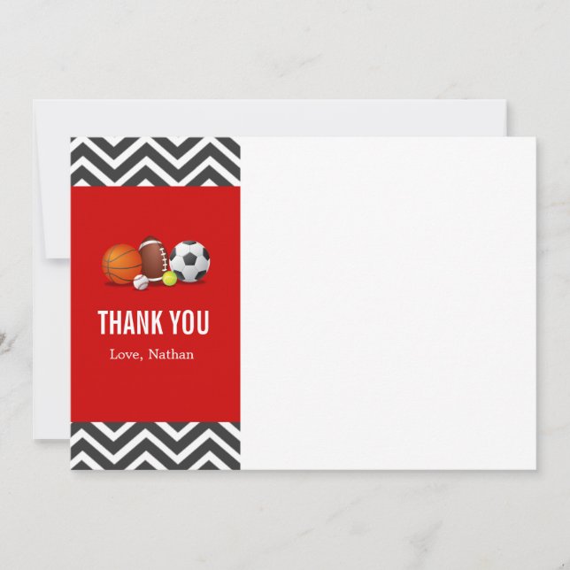 Custom an all-star sport birthday thank you card (Front)