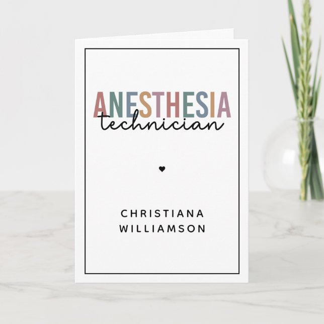 Custom Anaesthesia Technician Retro Anaesthetic Te Card (Front)