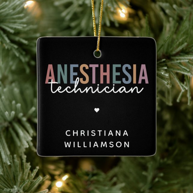 Custom Anaesthesia Technician Retro Anaesthetic Te Ceramic Ornament (Tree)