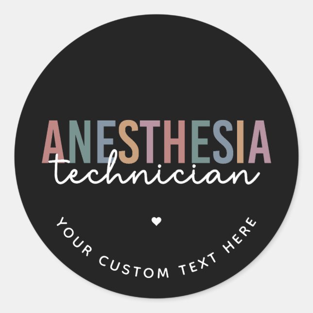 Custom Anaesthesia Technician Retro Anaesthetic Te Classic Round Sticker (Front)