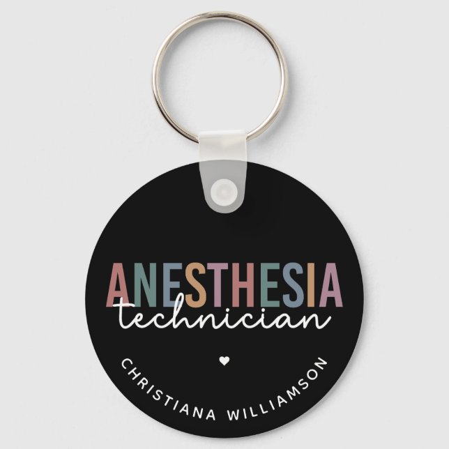Custom Anaesthesia Technician Retro Anaesthetic Te Key Ring (Front)