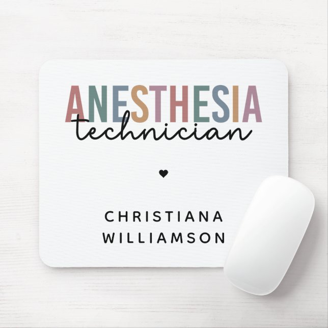 Custom Anaesthesia Technician Retro Anaesthetic Te Mouse Mat (With Mouse)