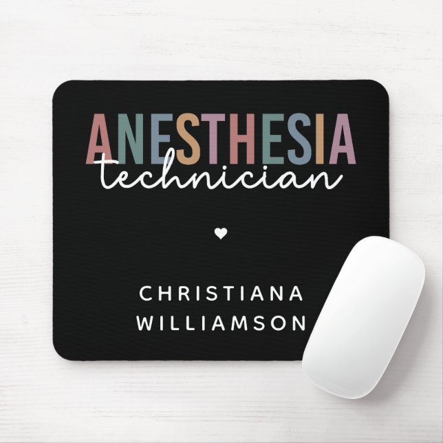 Custom Anaesthesia Technician Retro Anaesthetic Te Mouse Mat (With Mouse)