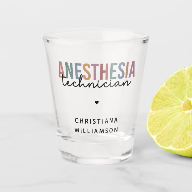 Custom Anaesthesia Technician Retro Anaesthetic Te Shot Glass (Front)