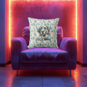 Custom Anatolian Shepherd Portrait Abstract Back Cushion