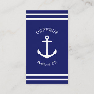 Custom Anchor Emblem Nautical (blue) Business Card