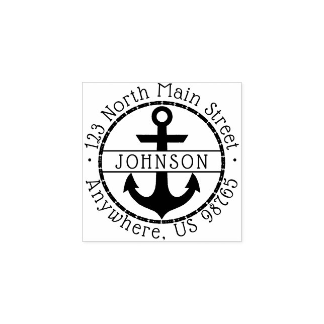 Custom Anchor Family Name Return Address Rubber Stamp (Imprint)