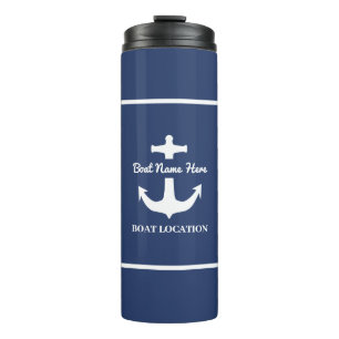 Custom Anchor Navy Blue Boat Name Location Thermal Tumbler