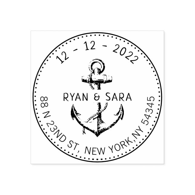 Custom Anchor Round Address Rubber Stamp (Imprint)