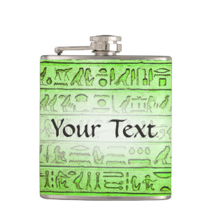 Custom Ancient Egyptian Hieroglyphs Green Flask