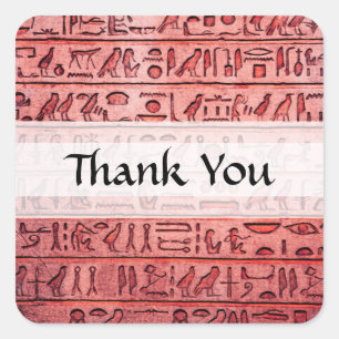 Custom Ancient Egyptian Hieroglyphs Red Square Sticker