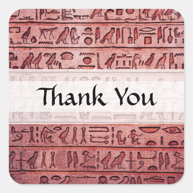 Custom Ancient Egyptian Hieroglyphs Red Square Sticker (Front)