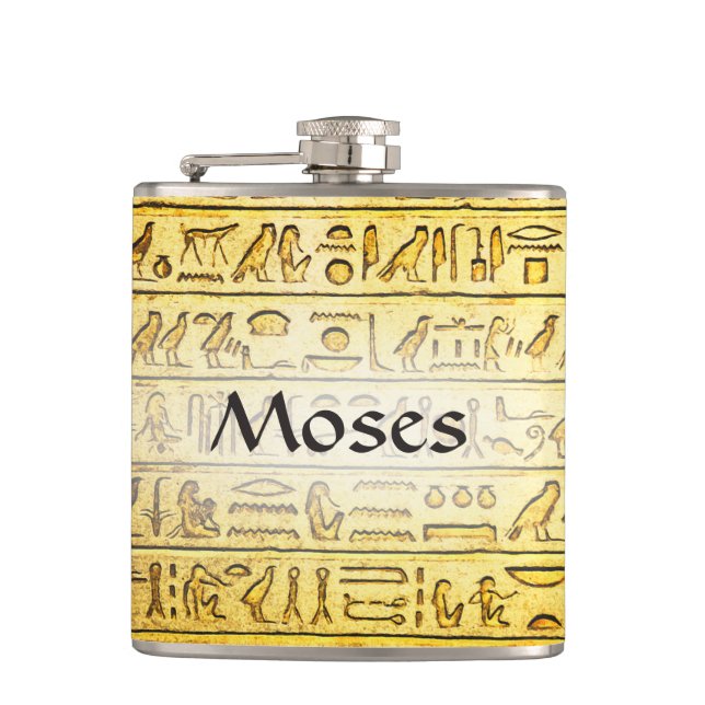 Custom Ancient Egyptian Hieroglyphs Yellow Flask (Front)
