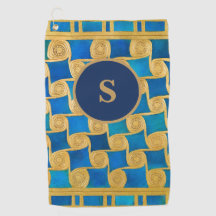 Custom Ancient Egyptian Monogram Blue Gold