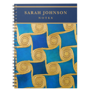 Custom Ancient Egyptian Monogram Blue Gold Notebook