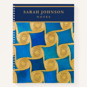Custom Ancient Egyptian Monogram Blue Gold Notebook