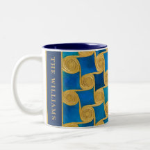 Custom Ancient Egyptian Monogram Blue Gold