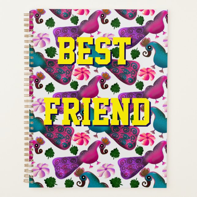 Custom and personalised bird pattern  planner (Front)