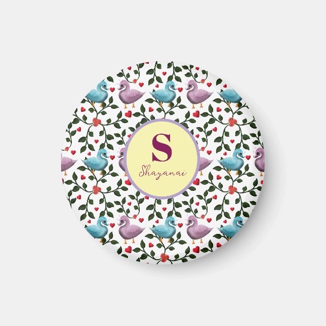 Custom and personalised birds pattern  magnet (Front)