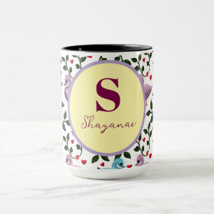 Custom and personalised birds pattern mug