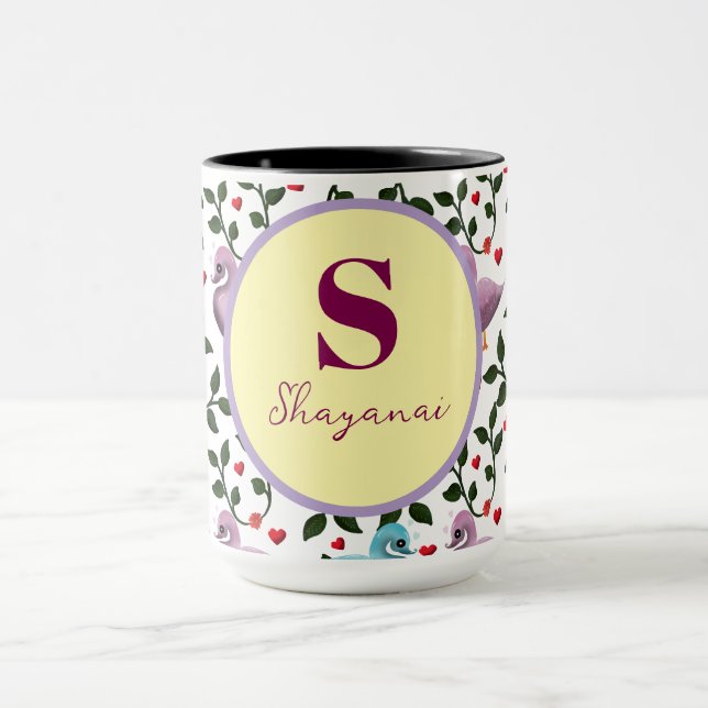 Custom and personalised birds pattern  mug (Center)