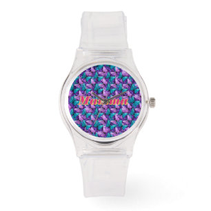 Custom and personalised butterfly floral gift watch