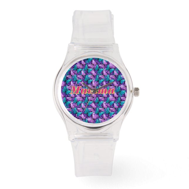 Custom and personalised butterfly floral gift  watch (Front)