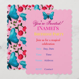 Custom and personalised butterfly floral pattern invitation
