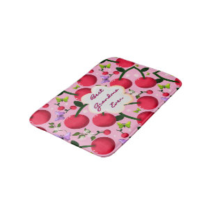 Custom and personalised cherry butterfly gift bath mat
