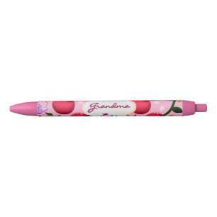 Custom and personalised cherry butterfly gift black ink pen