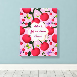Custom and personalised cherry butterfly gift canvas print