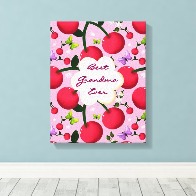 Custom and personalised cherry butterfly gift  canvas print (Insitu(Wood Floor))