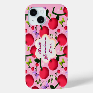 Custom and personalised cherry butterfly gift iPhone 15 case