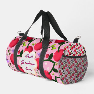 Custom and personalised cherry butterfly gift duffle bag