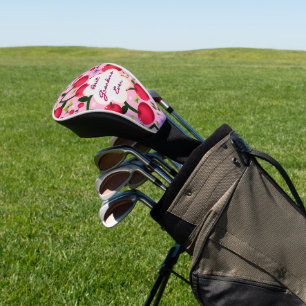 Custom and personalised cherry butterfly gift golf head cover