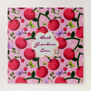 Custom and personalised cherry butterfly gift jigsaw puzzle