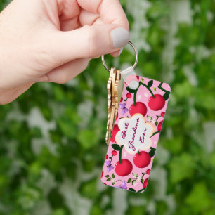 Custom and personalised cherry butterfly gift key ring