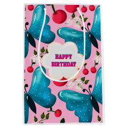 Custom and personalised cherry butterfly gift   medium gift bag