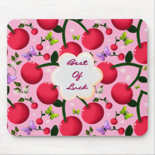 Custom and personalised cherry butterfly gift mouse mat