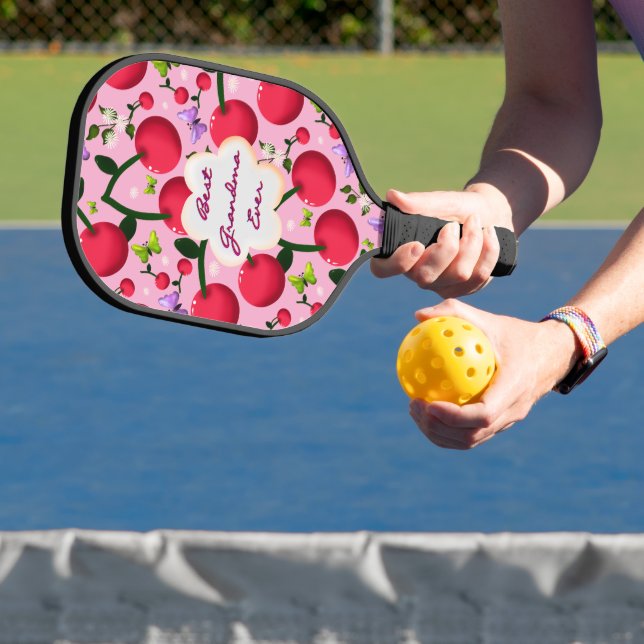 Custom and personalised cherry butterfly gift  pickleball paddle (Insitu)