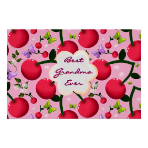 Custom and personalised cherry butterfly gift poster