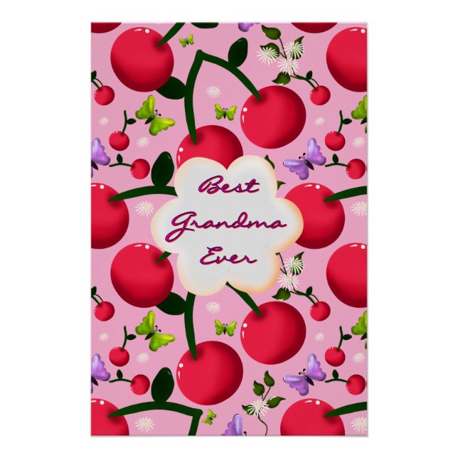 Custom and personalised cherry butterfly gift  poster (Front)
