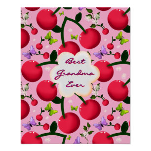 Custom and personalised cherry butterfly gift poster