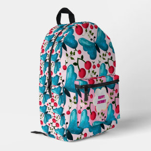 Custom and personalised cherry butterfly gift  pri printed backpack