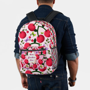 Custom and personalised cherry butterfly gift printed backpack