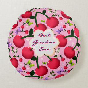 Custom and personalised cherry butterfly gift  round cushion