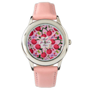 Custom and personalised cherry butterfly gift watch